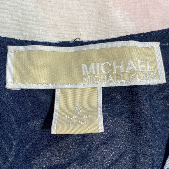 Michael Kors Mini Palm Print Keyhole Ruffled Lightweight Summer Dress Size 8 - Picture 7 of 9